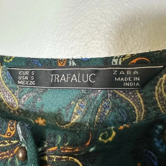 Zara Trafaluc Paisley Print Dress Lined Mini Long Sleeve Bloggers Favorite Small - Picture 10 of 10